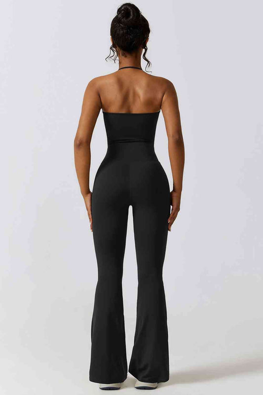 Halter Neck Flare Sport Jumpsuit - Body By J'ne