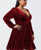 Plus Size Plunge Long Sleeve Mini Dress - Body By J'ne