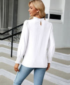 Frill Mock Neck Lantern Sleeve Blouse - Body By J'ne