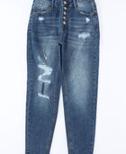 Button-Fly Distressed Jeans with Pockets - Body By J'ne