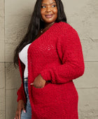 Falling For You Full Size Open Front Popcorn Cardigan - Body By J'ne