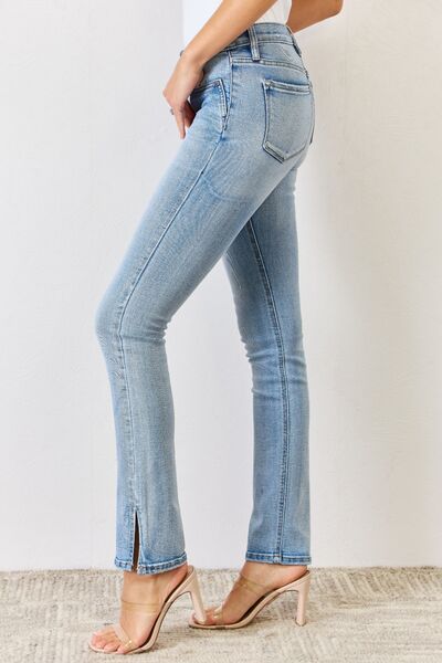 Full Size Mid Rise Y2K Slit Bootcut Jeans - Body By J'ne