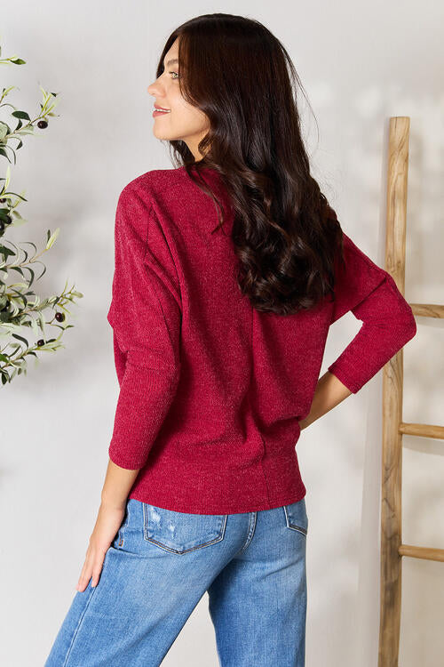 Drop Shoulder Long Sleeve Blouse - Body By J'ne