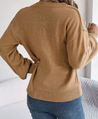 Cable-Knit Buttoned V-Neck Sweater - Body By J'ne