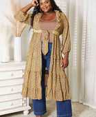 Full Size Tie Front Ruffled Duster Cardigan - Body By J'ne