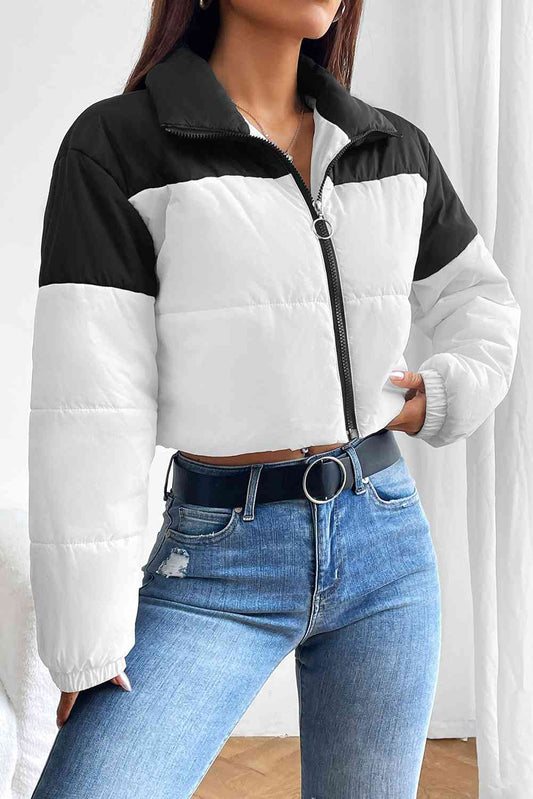 Next Collared Neck Color Block Puffer Jacket - Body By J'ne