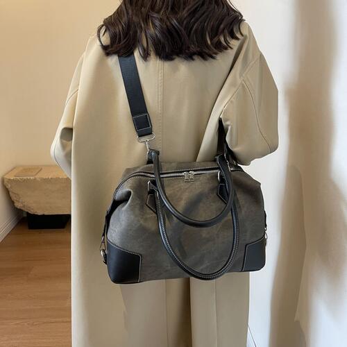 Contrast PU Leather Shoulder Bag - Body By J'ne