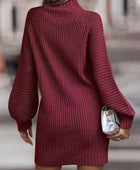 Mock Neck Lantern Sleeve Sweater Dress - Body By J'ne