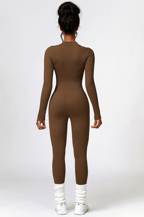Half Zip Long Sleeve Active Jumpsuit - Body By J'ne