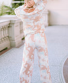 Printed Long Sleeve Top and Wide Leg Pants Lounge Set - Body By J'ne