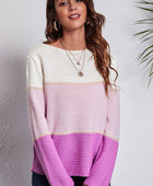 Color Block Horizontal Ribbing Sweater - Body By J'ne