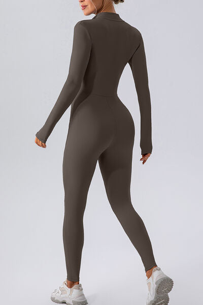 Half Zip Mock Neck Active Jumpsuit - Body By J'ne