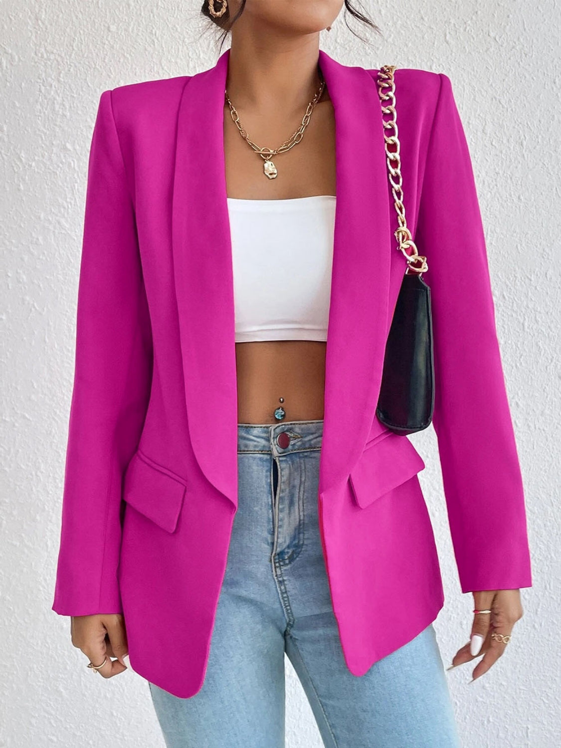 Shawl Collar Long Sleeve Blazer - Body By J'ne