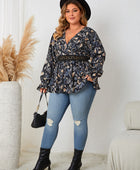 Plus Size Surplice Neck Flounce Sleeve Blouse - Body By J'ne