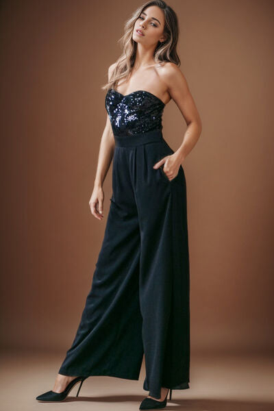 Sequin Tube Wide Leg Jumpsuit - Body By J'ne