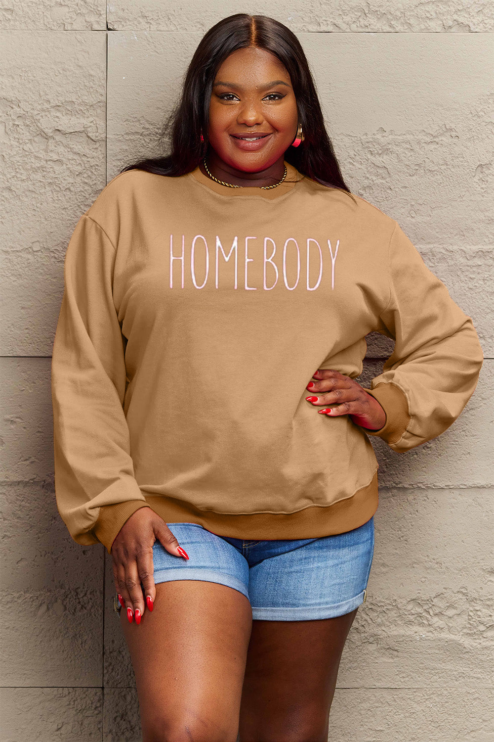 Full Size HOMEBODY Graphic Sweatshirt - Body By J'ne