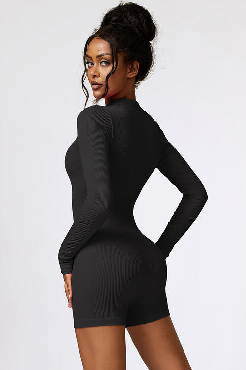 Half Zip Long Sleeve Active Romper - Body By J'ne