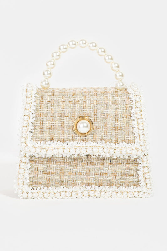 Fame Pearly Trim Woven Handbag - Body By J'ne