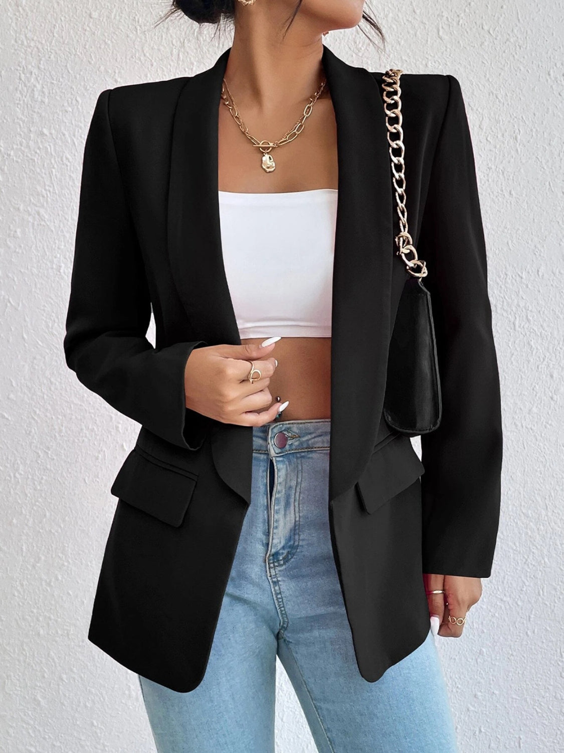 Shawl Collar Long Sleeve Blazer - Body By J'ne