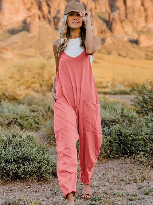 Double Take Full Size Sleeveless V-Neck Pocketed Jumpsuit - Body By J'ne