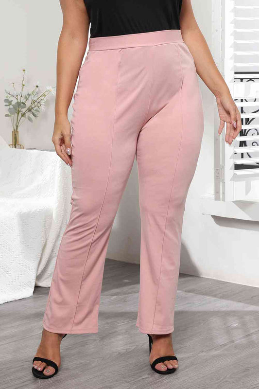 Plus Size Seamed Detail Plain Pants - Body By J'ne