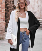 Contrast Open Front Dropped Shoulder Longline Cardigan - Body By J'ne