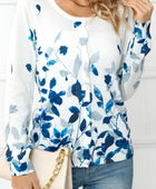 Floral Button Front Round Neck Cardigan - Body By J'ne