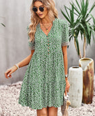 Floral Buttoned Puff Sleeve Dress - Body By J'ne