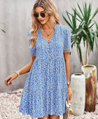 Floral Buttoned Puff Sleeve Dress - Body By J'ne