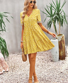 Floral Buttoned Puff Sleeve Dress - Body By J'ne