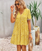 Floral Buttoned Puff Sleeve Dress - Body By J'ne