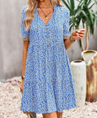 Floral Buttoned Puff Sleeve Dress - Body By J'ne