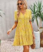 Floral Buttoned Puff Sleeve Dress - Body By J'ne