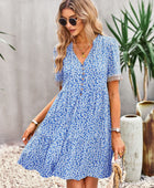 Floral Buttoned Puff Sleeve Dress - Body By J'ne