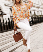 Floral Collared Neck Long Sleeve Shirt - Body By J'ne