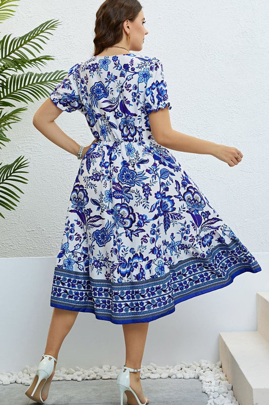 Floral Flounce Sleeve Surplice Dress - Body By J'ne