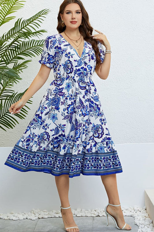 Floral Flounce Sleeve Surplice Dress - Body By J'ne