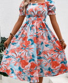 Floral Frill Trim Square Neck Dress - Body By J'ne