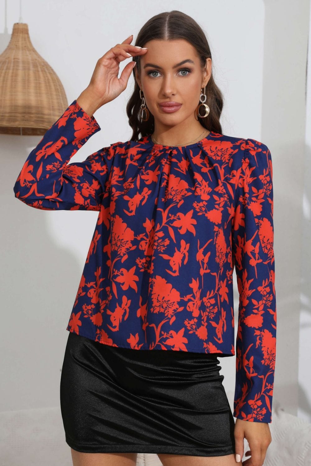 Floral Long Puff Sleeve Blouse - Body By J'ne