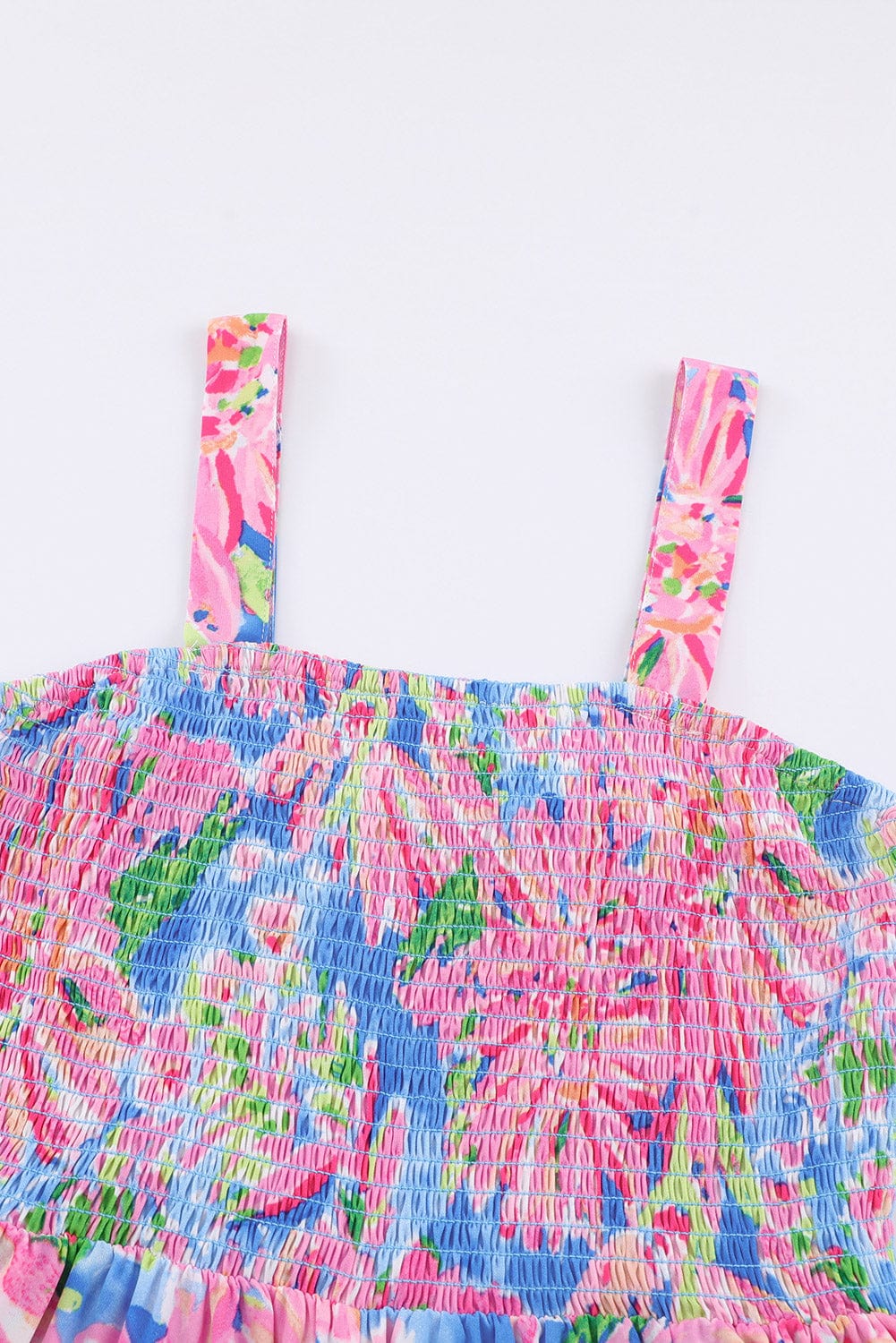 Floral Smocked Square Neck Jumpsuit with Pockets - Body By J'ne