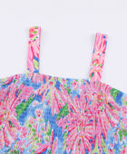 Floral Smocked Square Neck Jumpsuit with Pockets - Body By J'ne