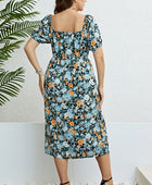 Floral Split Short Sleeve Dress - Body By J'ne