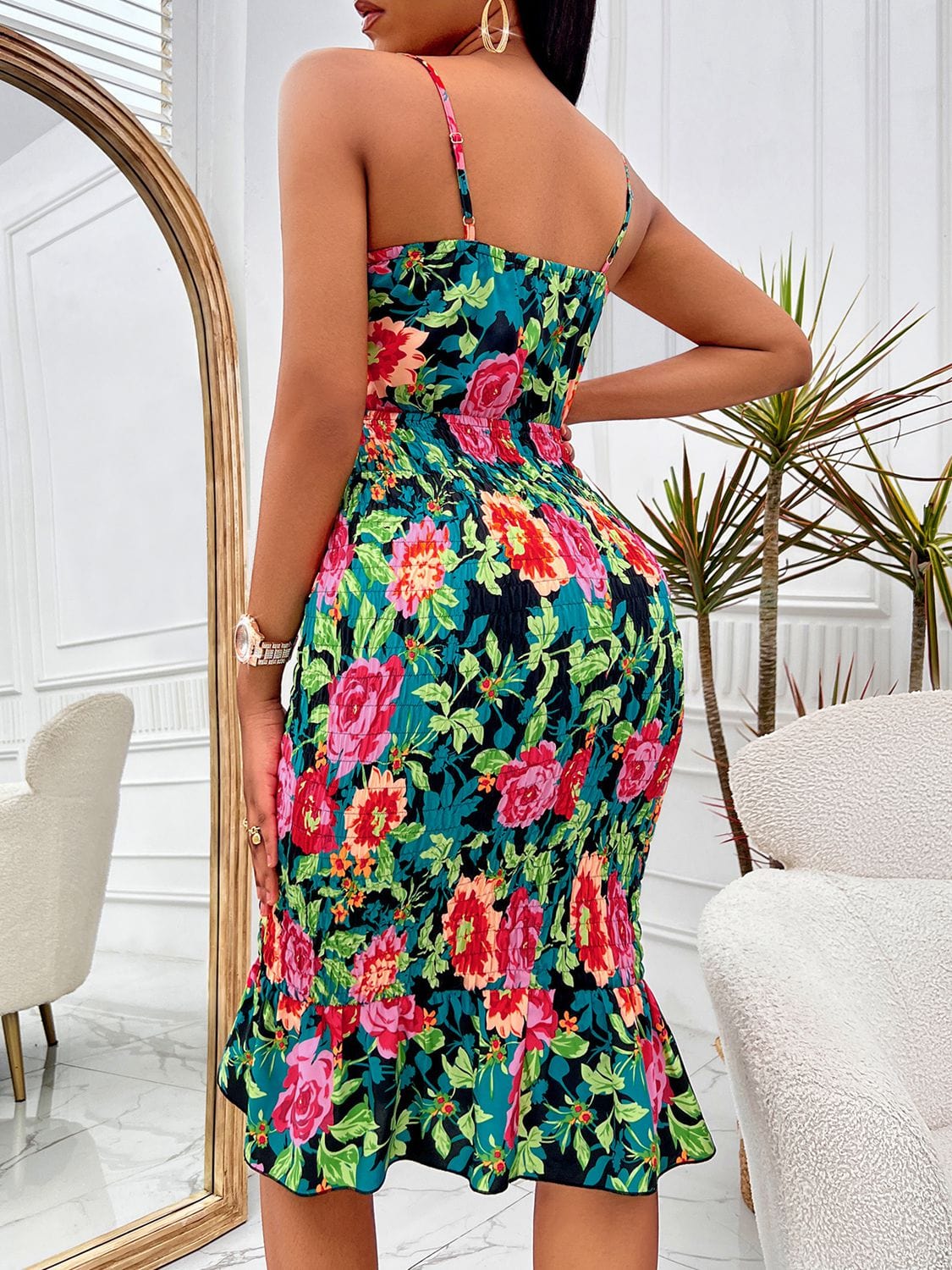 Floral Sweetheart Neck Cutout Dress - Body By J'ne