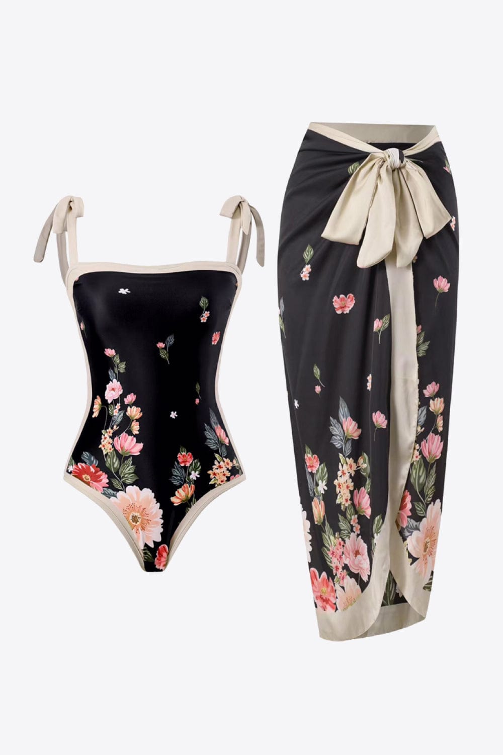 Floral Tie-Shoulder Two-Piece Swim Set - Body By J'ne
