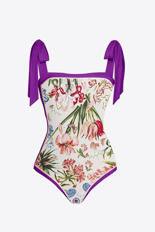 Floral Tie Shoulder Two-Piece Swim Set - Body By J'ne