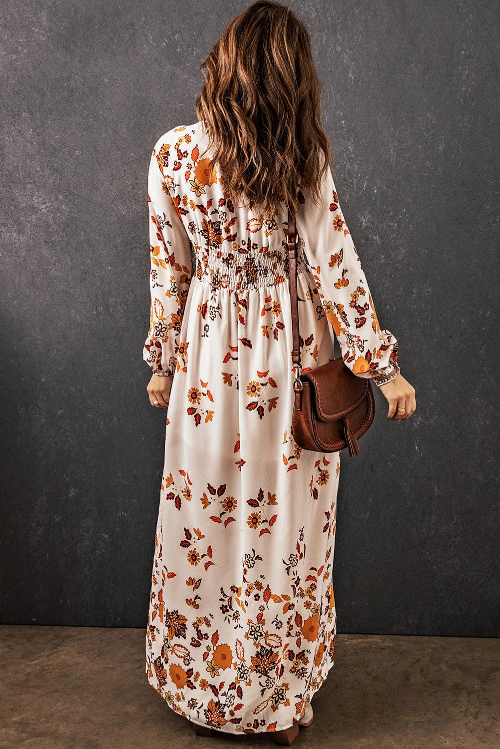 Floral V-Neck Long Sleeve Maxi Dress - Body By J'ne