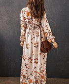 Floral V-Neck Long Sleeve Maxi Dress - Body By J'ne