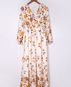 Floral V-Neck Long Sleeve Maxi Dress - Body By J'ne