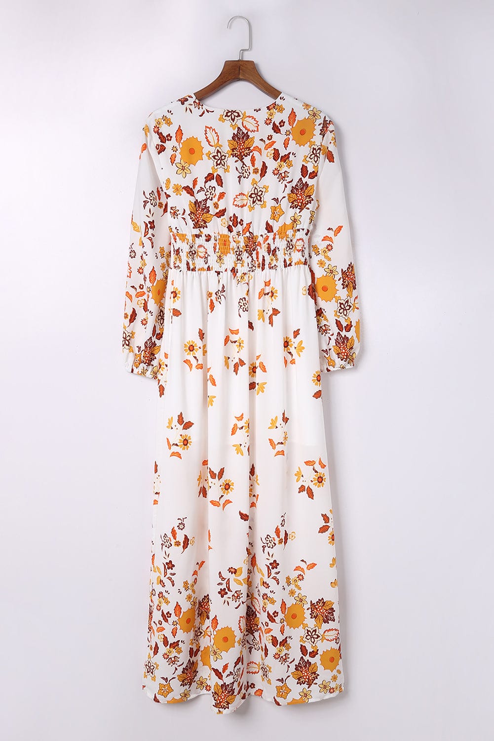 Floral V-Neck Long Sleeve Maxi Dress - Body By J'ne