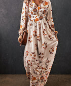 Floral V-Neck Long Sleeve Maxi Dress - Body By J'ne